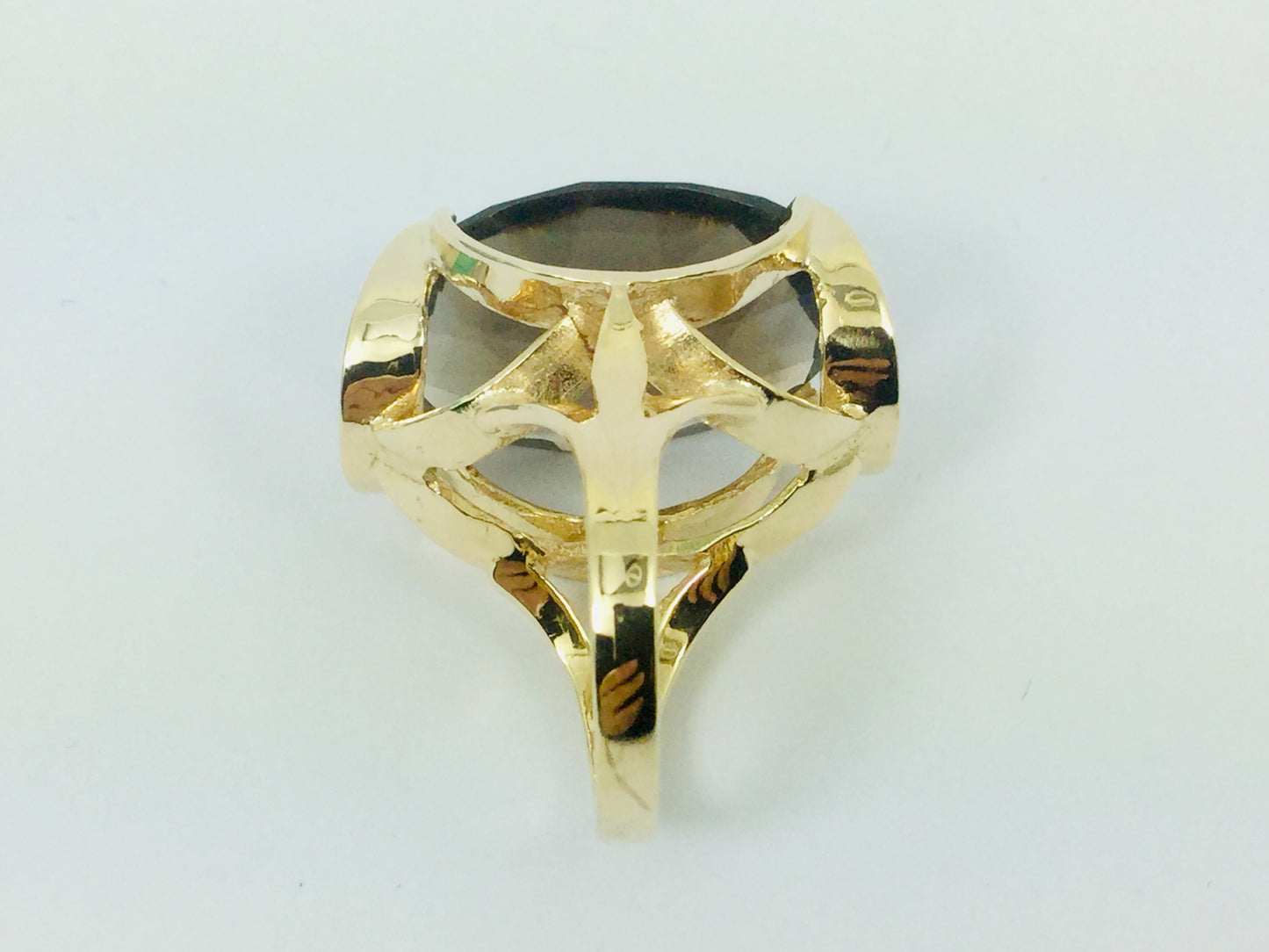 14k Yellow Gold 21.7ct Oval Cut Smoky Topaz November Birthstone Ring