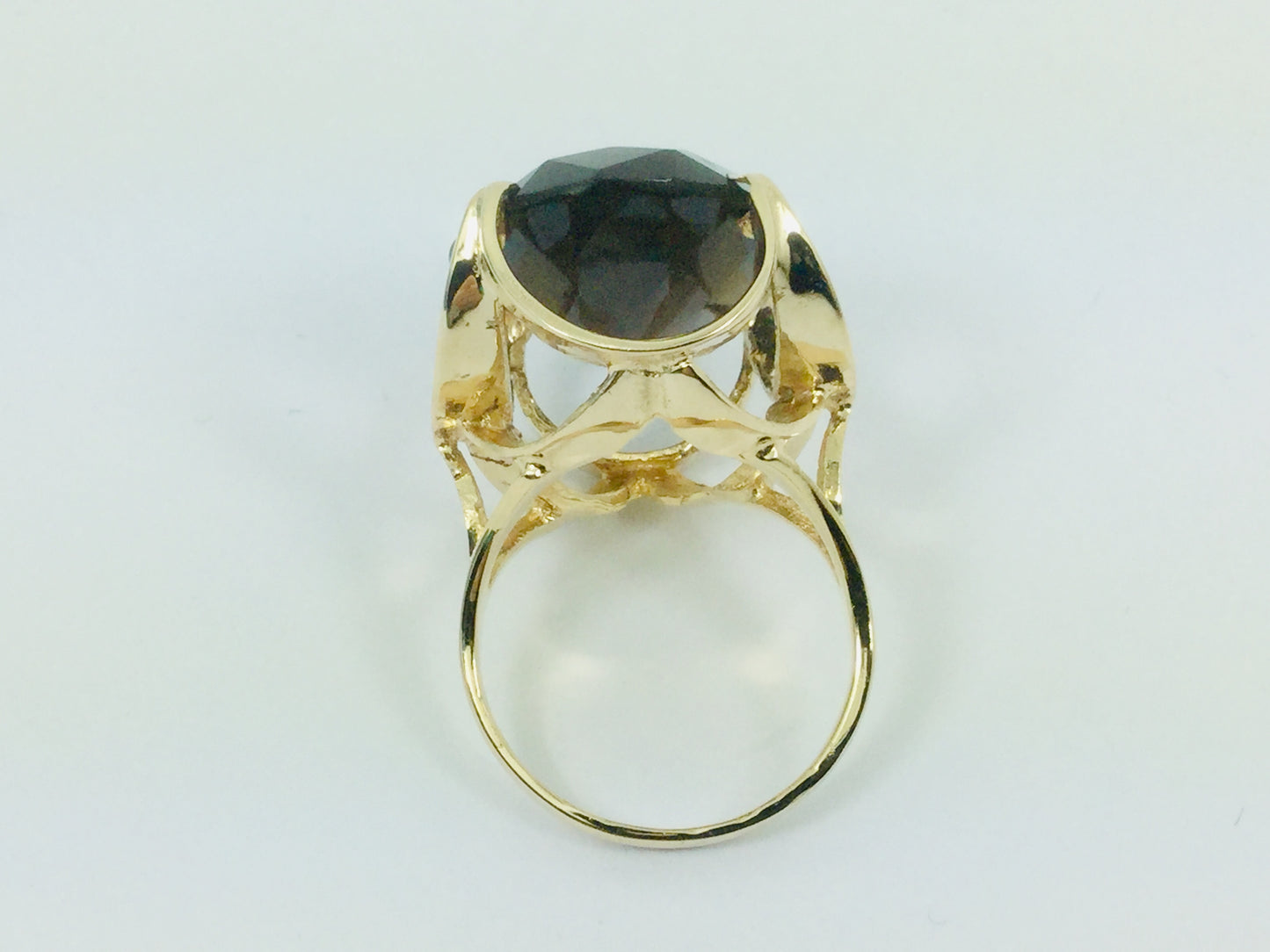 14k Yellow Gold 21.7ct Oval Cut Smoky Topaz November Birthstone Ring