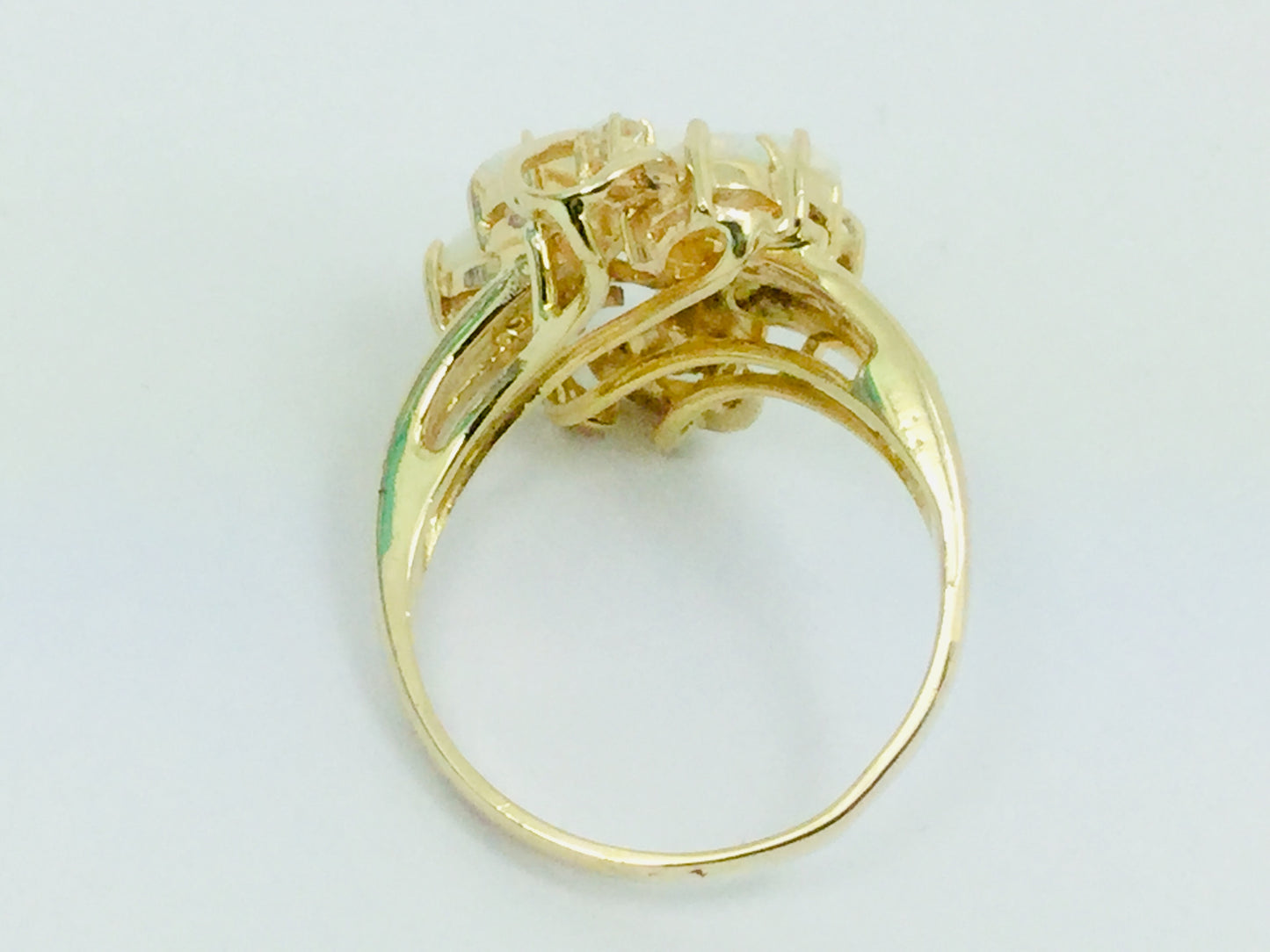 14k Yellow Gold Oval Cut Fire Opal October Birthstone & Diamond Ring