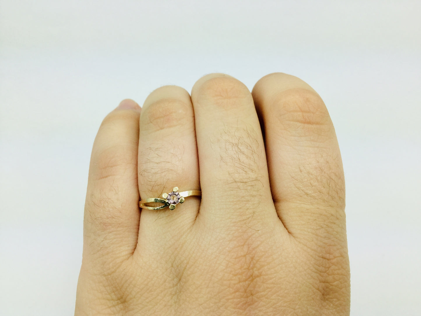 10k Yellow Gold Round Cut Rose Quartz October Birthstone Ring