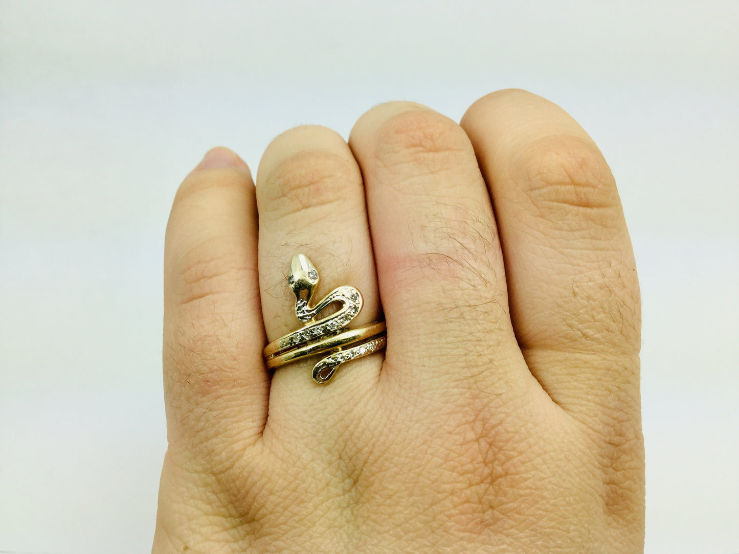14k Yellow Gold 13pt Diamond Snake Ring