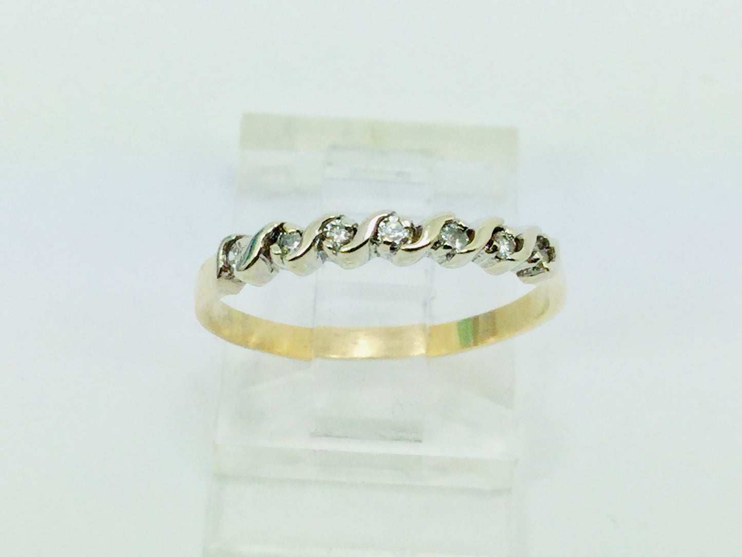 10k Yellow Gold Round Cut 0.14ct Diamond Engagement Ring and Wedding Band
