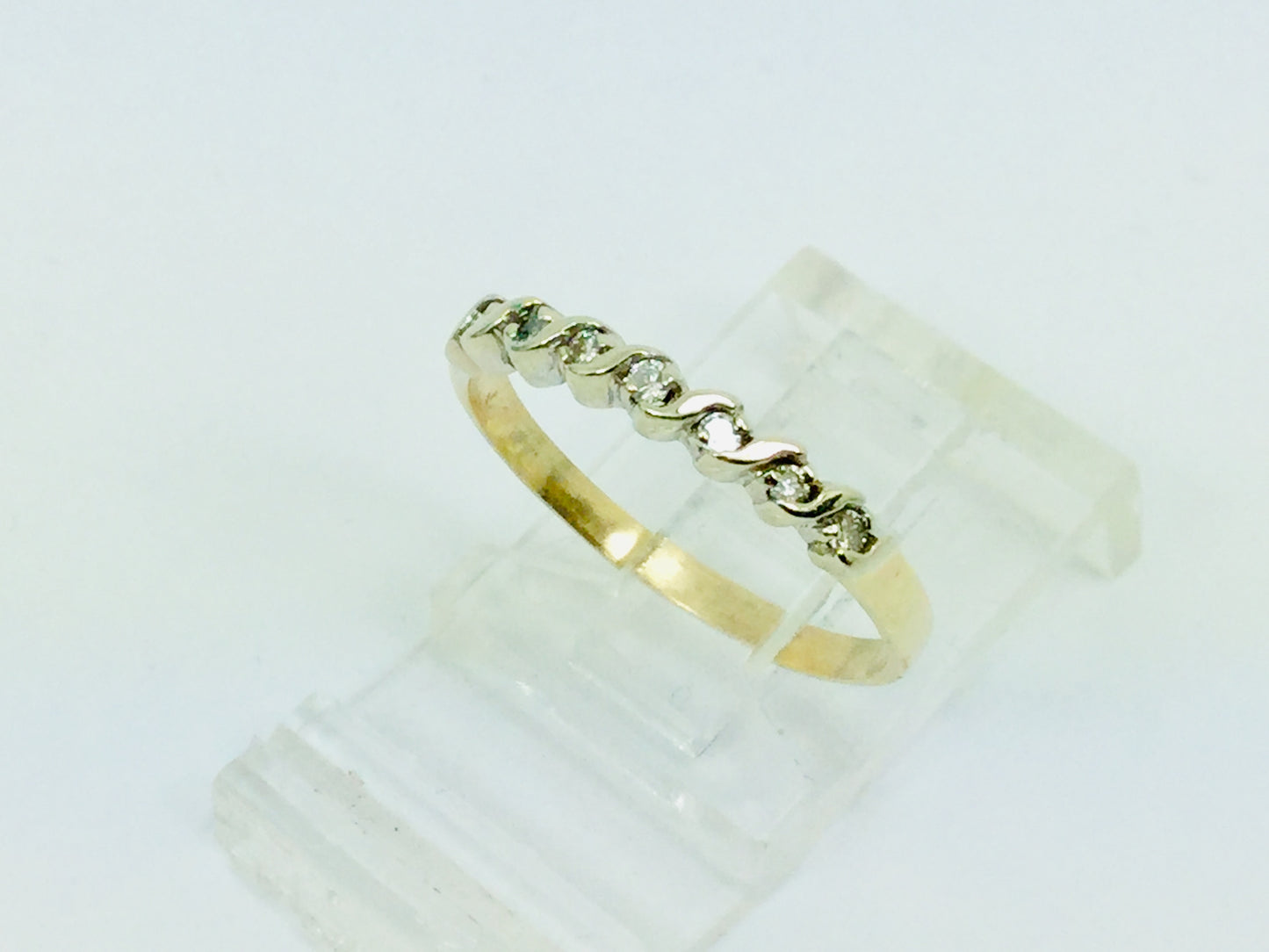 10k Yellow Gold Round Cut 0.14ct Diamond Engagement Ring and Wedding Band