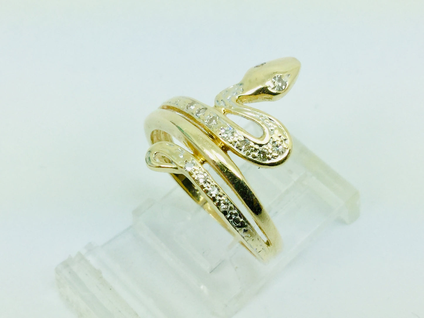 14k Yellow Gold 13pt Diamond Snake Ring