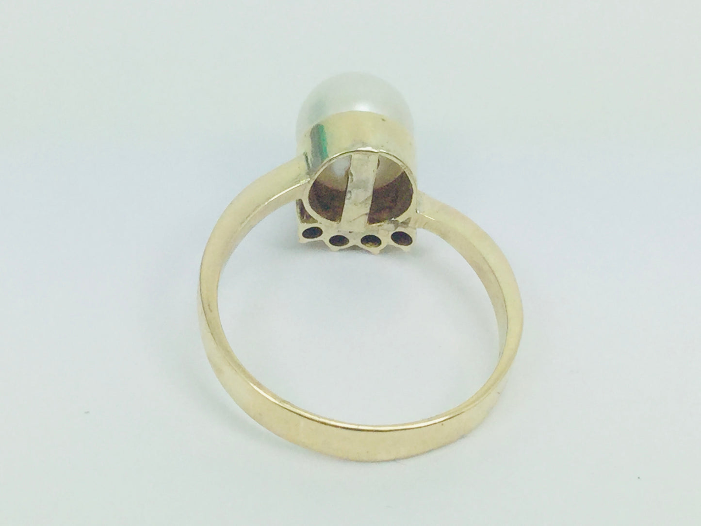 14k Yellow Gold Genuine Pearl June Birthstone & Diamond Ring