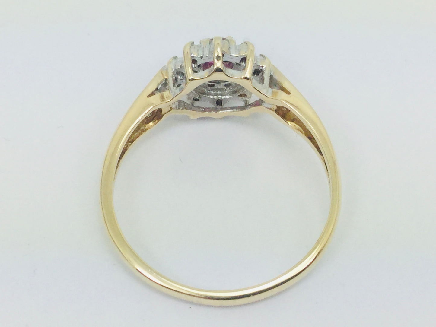 10k Yellow Gold Round Cut 16pt Genuine Ruby July Birthstone & 10pt Diamond Halo Ring