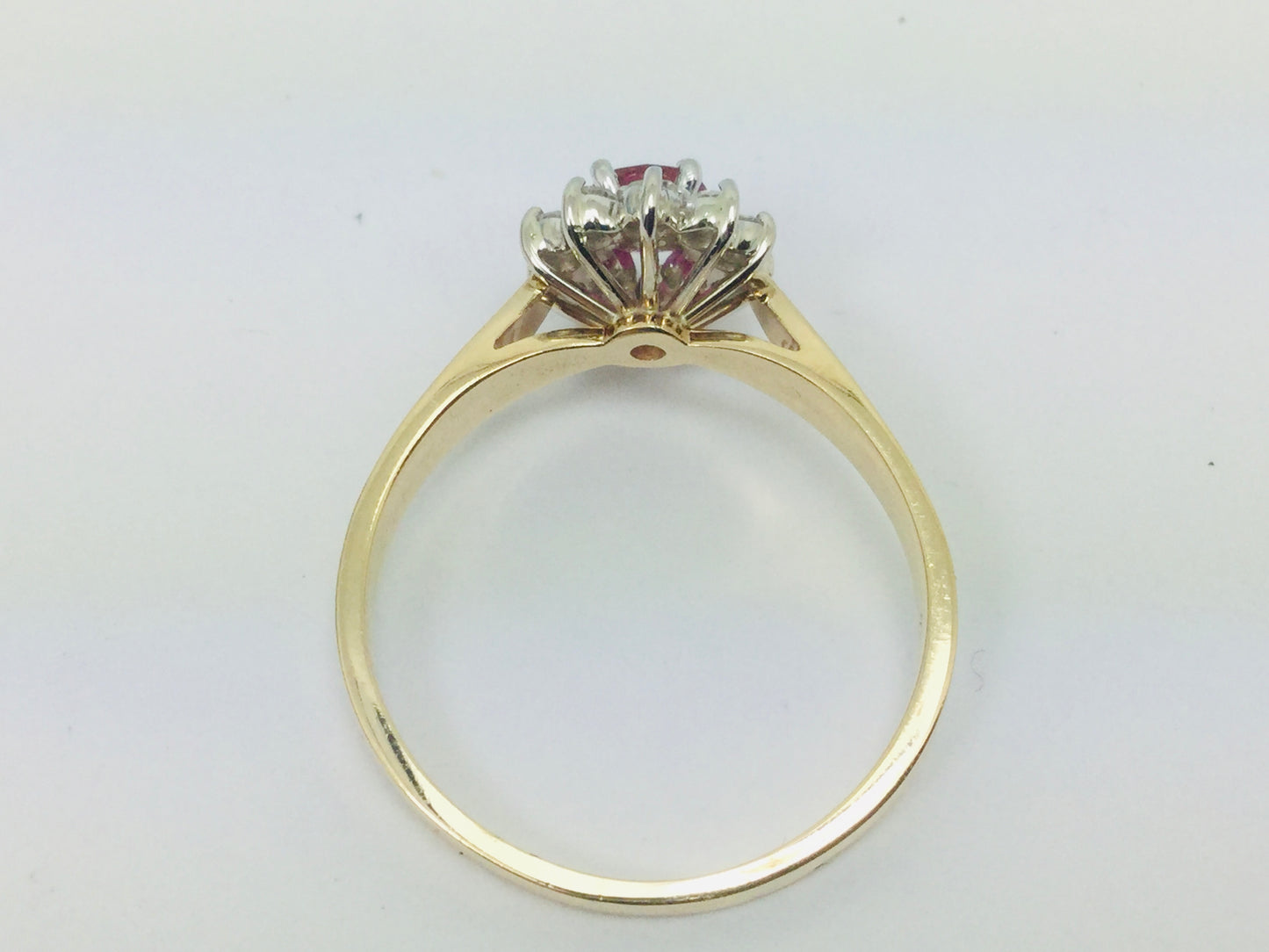 14k Yellow Gold Oval Cut 40pt Genuine Ruby July Birthstone & 25pt Diamond Halo Ring