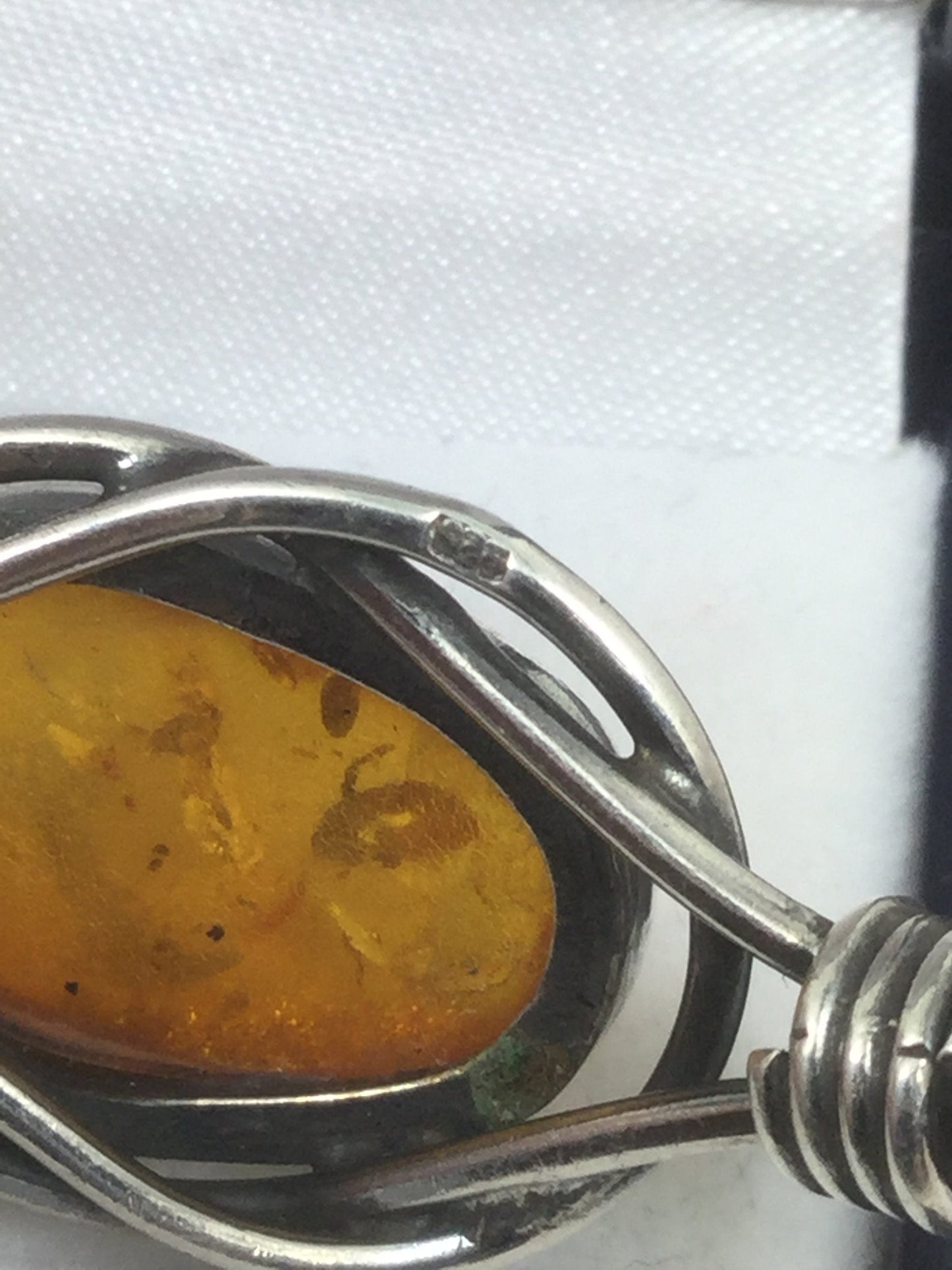 Solid Sterling Silver & Genuine Amber Bangle