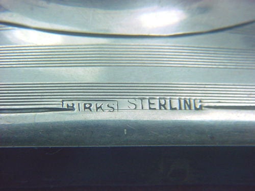 Vintage Birks 3 Piece Sterling Silver Monogrammed Dresser / Vanity Set