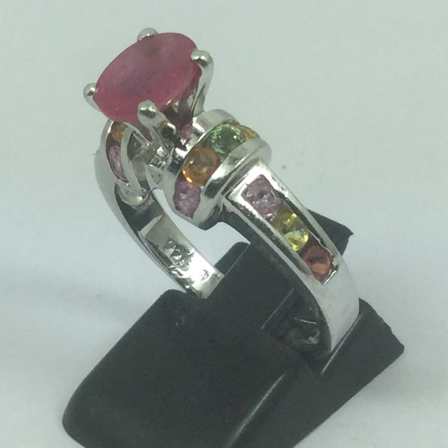 Beautiful Silver Ruby & Topaz Ring