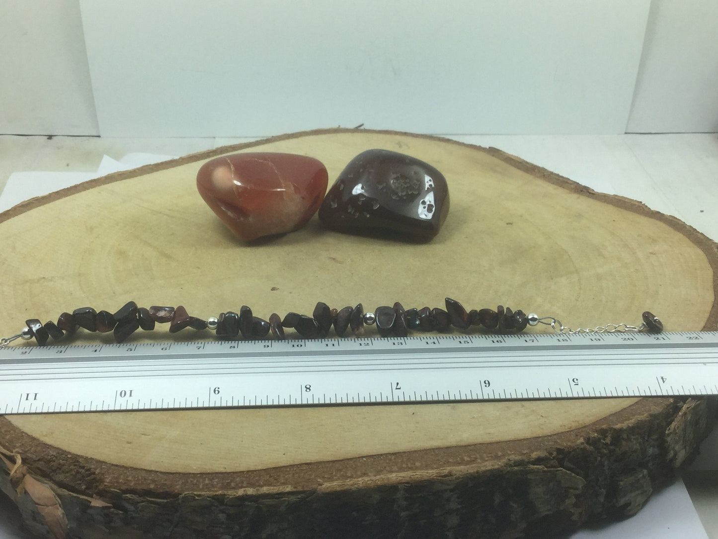 Adjustable Sterling Silver Genuine Gemstone Bracelet With Red Tiger Eye