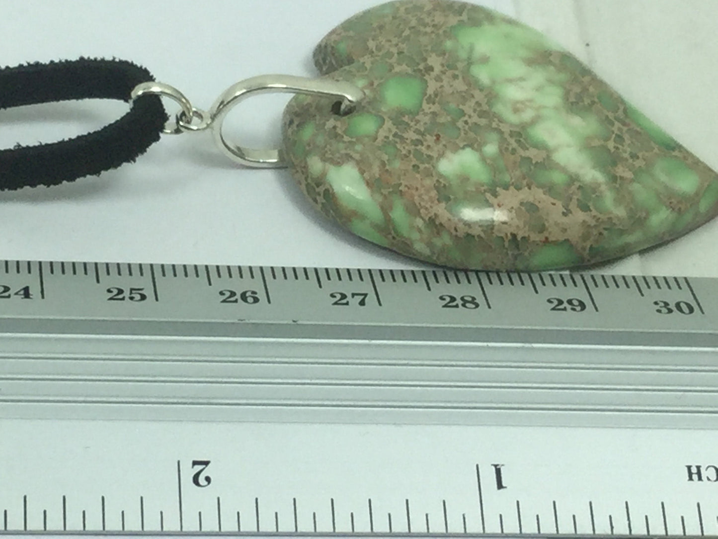 Gorgeous Genuine Gemstone Heart Shaped Sea Jasper On Leather Cord Silver Lobster Claw