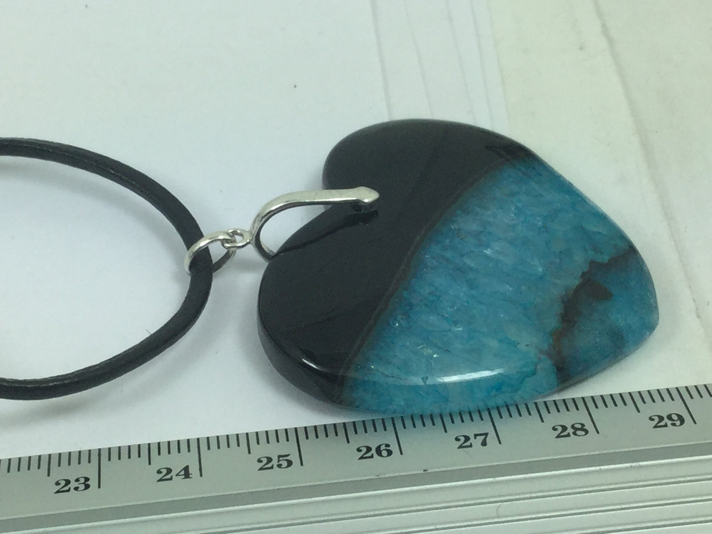 Stunning Genuine Gemstone Heart Shaped Druzy Agate On Leather Cord With Silver Lobster Claw