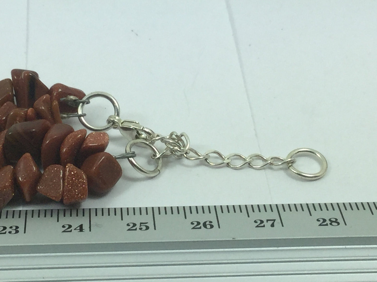 Genuine Gemstone Goldstone On Beaded Necklace Silver Lobster Claw