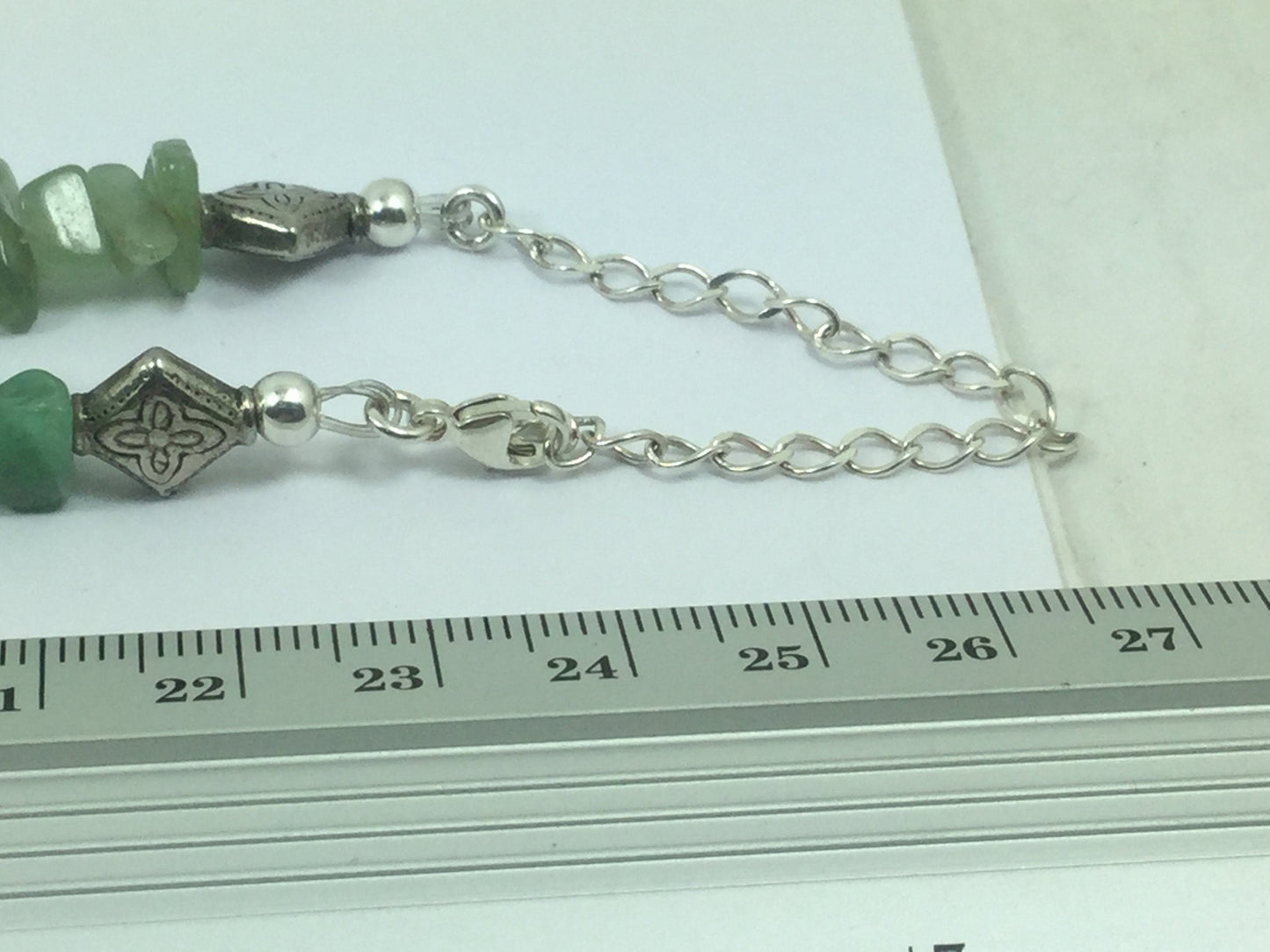 Silver Genuine Gemstone Adventurine Adjustable Necklace