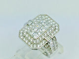 Rhodium Plated Sterling Silver Rectangular Faced CZ Ring