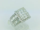 Rhodium Plated Sterling Silver Square Face CZ Ring
