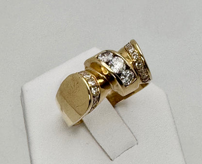Vintage Gent’s 14k Retro Diamond Statement Ring – 0.87ct TDW, Size 9.75