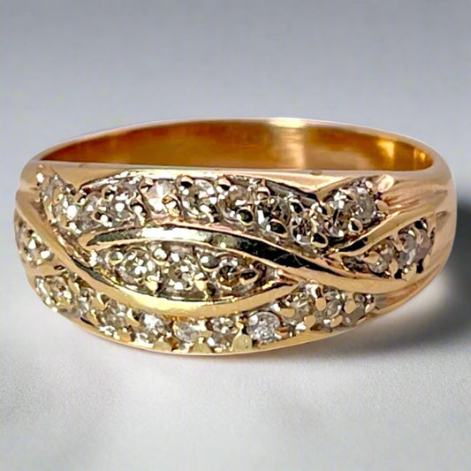 14k Yellow Gold 0.50ct Diamond Cluster Ring
