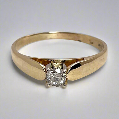 14k Yellow Gold Round Cut 0.20ct Diamond Solitaire Ring