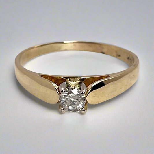 14k Yellow Gold Round Cut 0.20ct Diamond Solitaire Ring
