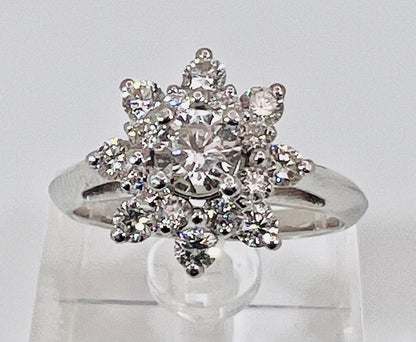 14k White Gold 1ct Diamond Cluster Ring