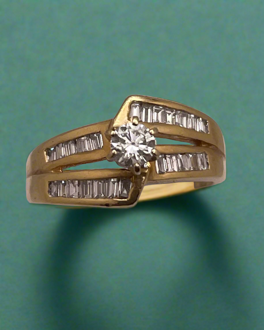 14k White & Yellow Gold 78pt Diamond Ring