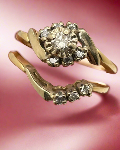 Lady's 14k Yellow & White Gold 0.28pt Diamond Engagement Ring Set
