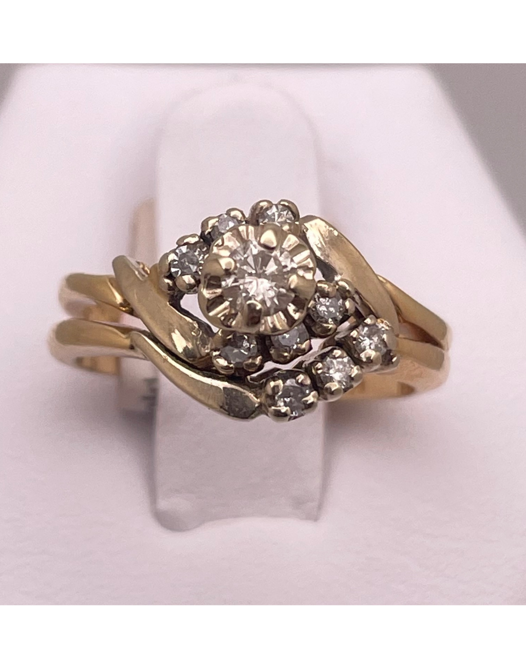 Lady's 14k Yellow & White Gold 0.28pt Diamond Engagement Ring Set