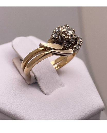 Lady's 14k Yellow & White Gold 0.28pt Diamond Engagement Ring Set