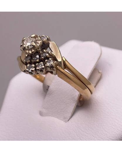 Lady's 14k Yellow & White Gold 0.28pt Diamond Engagement Ring Set