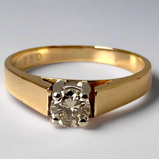 Lady's 14k Yellow & White Gold 0.33ct Diamond Solitaire Ring