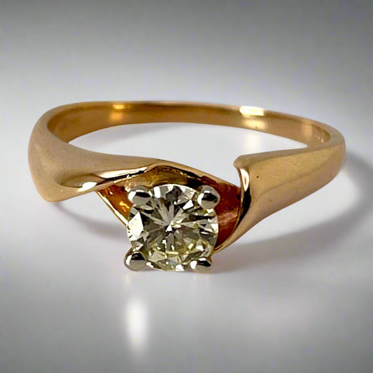 Lady's 14k Yellow & White Gold 0.38ct Diamond  Solitaire Ring