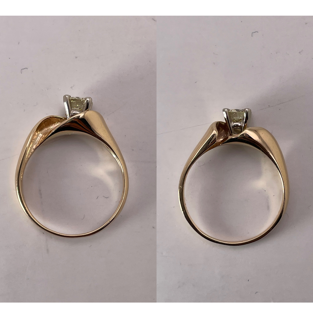 Lady's 14k Yellow & White Gold 0.38ct Diamond  Solitaire Ring