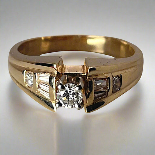 14k Yellow & White Gold 0.45ct Diamond Engagement / Anniversary / Promise Ring