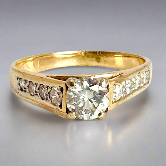 Lady's 14k Yellow & White Gold 0.74ct Diamond Engagement Ring