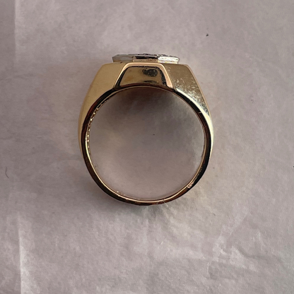 10K Yellow and White Gold Octagonal Pave 0.225ct Diamond Ring