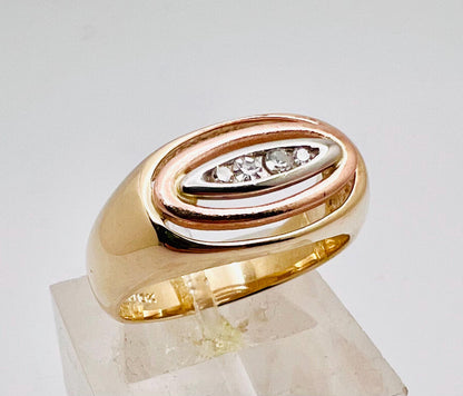 10k Yellow, White & Rose Gold 0.14 ct SIFFARI Diamond Ring