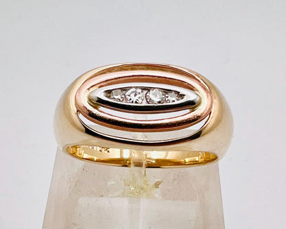 10k Yellow, White & Rose Gold 0.14 ct SIFFARI Diamond Ring