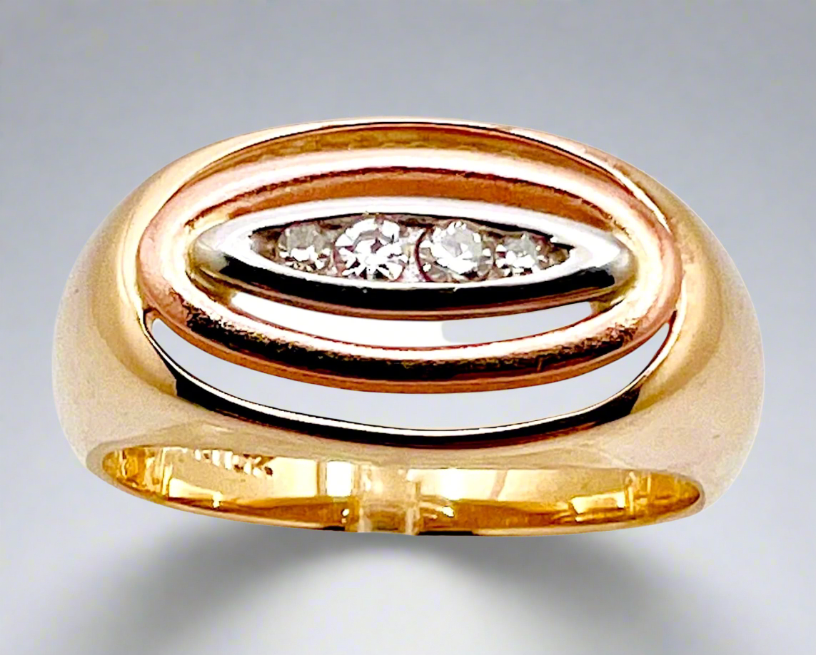 10k Yellow, White & Rose Gold 0.14 ct SIFFARI Diamond Ring