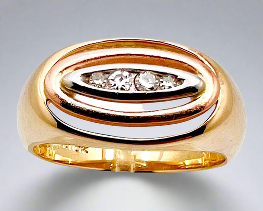 10k Yellow, White & Rose Gold 0.14 ct SIFFARI Diamond Ring