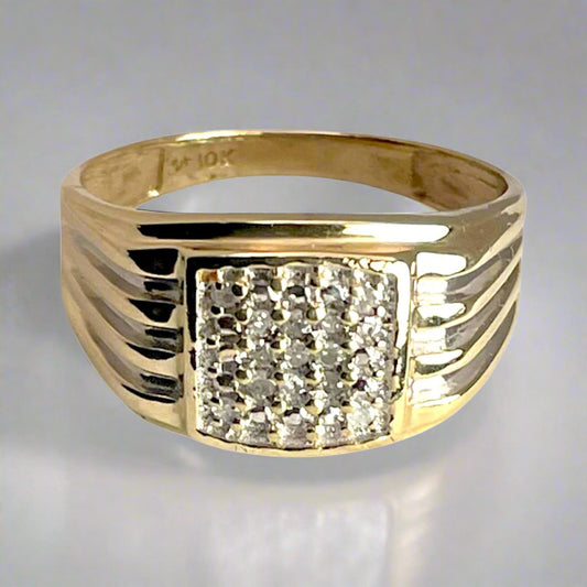10k Yellow & White Gold 0.13ct Diamond Ring