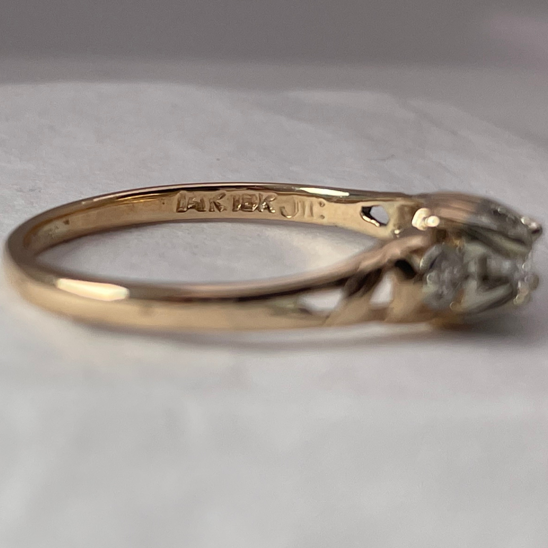 14k Yellow and White Gold Old European Cut 0.14ct Diamond Solitaire Ring