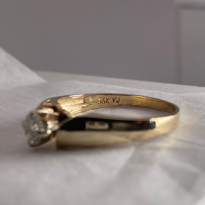 14k Yellow Gold Round Brilliant Cut 0.25ct Diamond Solitaire Ring