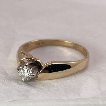 14k Yellow Gold Round Brilliant Cut 0.25ct Diamond Solitaire Ring