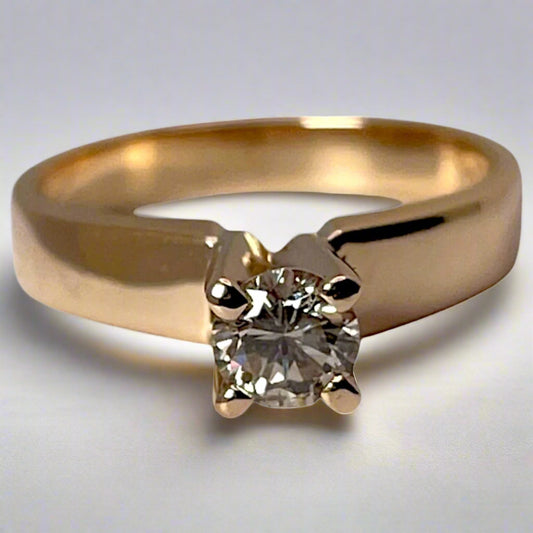 14k Yellow Gold Round Cut 35pt Diamond Solitaire Ring