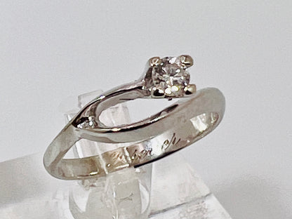 14k White Gold Round Cut 16pt Diamond Solitaire Ring