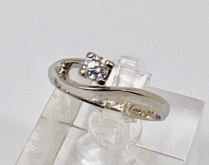 14k White Gold Round Cut 16pt Diamond Solitaire Ring