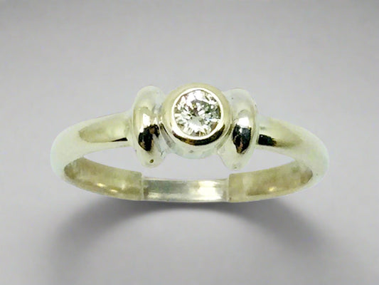 14k White Gold Round Cut 8pt Diamond Solitaire Ring