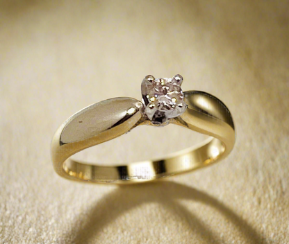 14k White Gold Round Cut 18pt Diamond Solitaire Ring